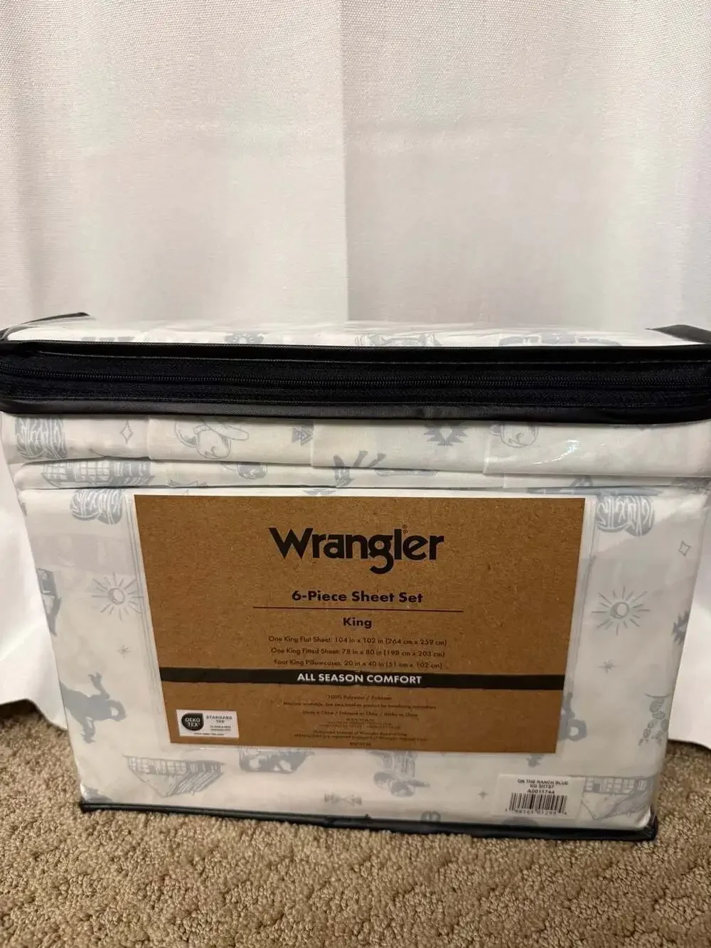Wrangler 6-Piece King Sheet Set On The Ranch Blue All Season Comfort